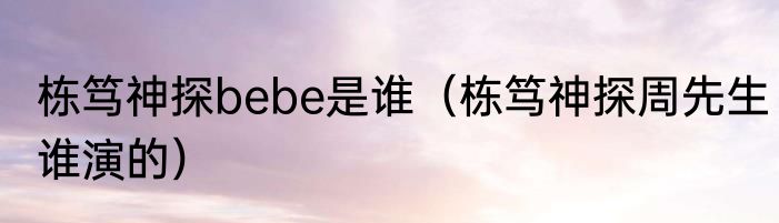 栋笃神探bebe是谁（栋笃神探周先生谁演的）