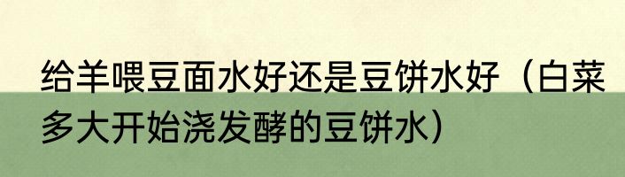 给羊喂豆面水好还是豆饼水好（白菜多大开始浇发酵的豆饼水）