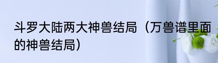 斗罗大陆两大神兽结局（万兽谱里面的神兽结局）