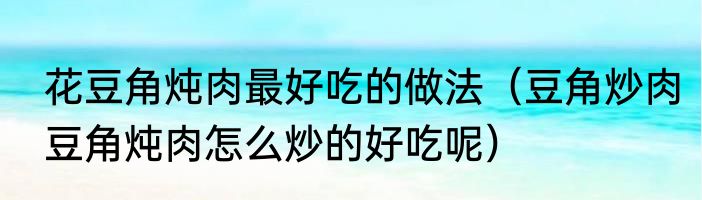 花豆角炖肉最好吃的做法（豆角炒肉豆角炖肉怎么炒的好吃呢）