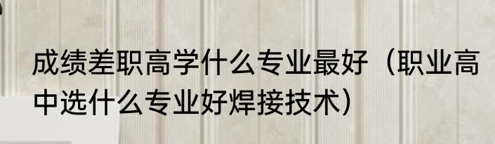 成绩差职高学什么专业最好（职业高中选什么专业好焊接技术）
