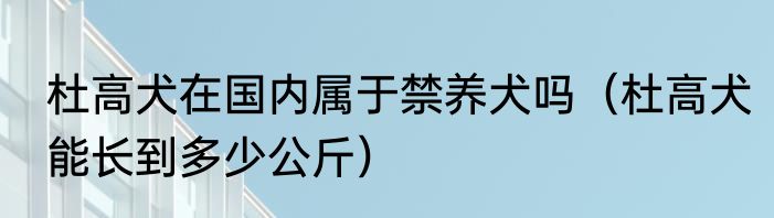 杜高犬在国内属于禁养犬吗（杜高犬能长到多少公斤）