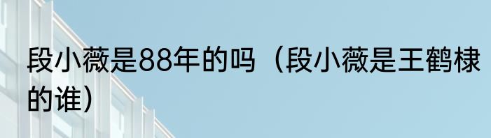 段小薇是88年的吗（段小薇是王鹤棣的谁）