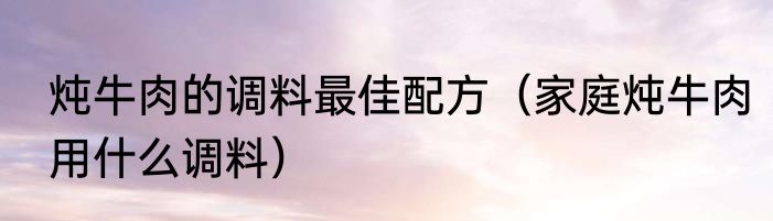 炖牛肉的调料最佳配方（家庭炖牛肉用什么调料）