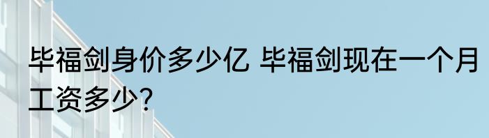 毕福剑身价多少亿 毕福剑现在一个月工资多少？