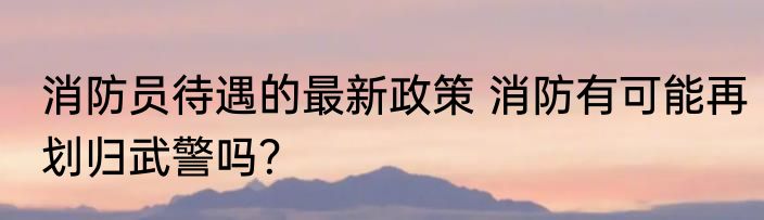 消防员待遇的最新政策 消防有可能再划归武警吗？