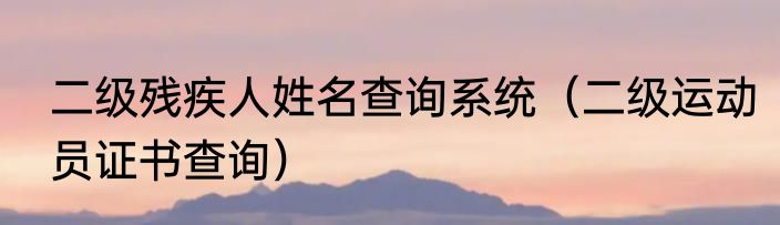 二级残疾人姓名查询系统（二级运动员证书查询）