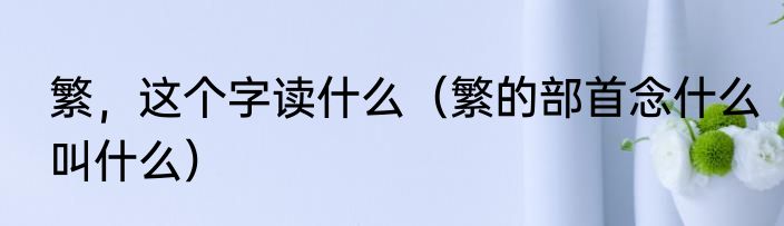 繁，这个字读什么（繁的部首念什么叫什么）