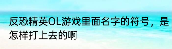 反恐精英OL游戏里面名字的符号，是怎样打上去的啊