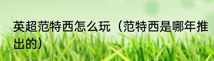 英超范特西怎么玩（范特西是哪年推出的）