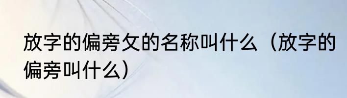 放字的偏旁攵的名称叫什么（放字的偏旁叫什么）
