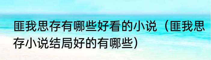 匪我思存有哪些好看的小说（匪我思存小说结局好的有哪些）
