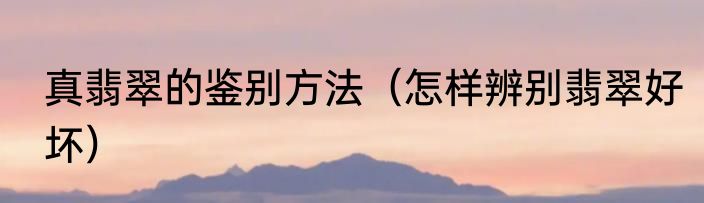 真翡翠的鉴别方法（怎样辨别翡翠好坏）