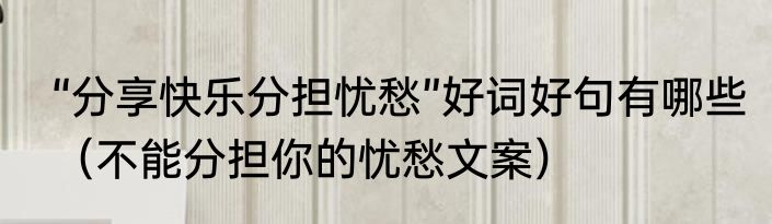 “分享快乐分担忧愁”好词好句有哪些（不能分担你的忧愁文案）