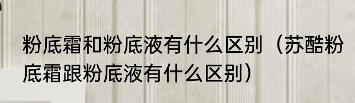 粉底霜和粉底液有什么区别（苏酷粉底霜跟粉底液有什么区别）