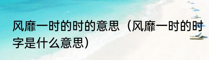 风靡一时的时的意思（风靡一时的时字是什么意思）