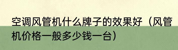 空调风管机什么牌子的效果好（风管机价格一般多少钱一台）