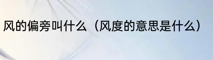 风的偏旁叫什么（风度的意思是什么）