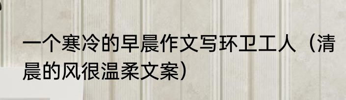 一个寒冷的早晨作文写环卫工人（清晨的风很温柔文案）