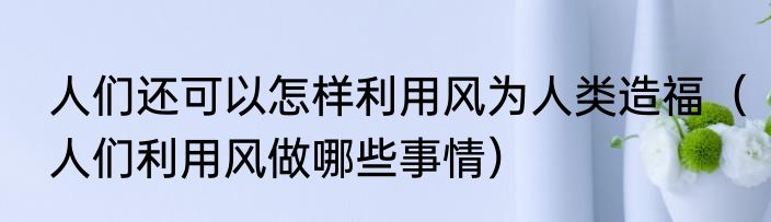 人们还可以怎样利用风为人类造福（人们利用风做哪些事情）