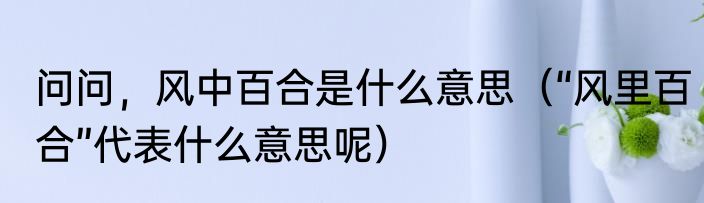 问问，风中百合是什么意思（“风里百合”代表什么意思呢）
