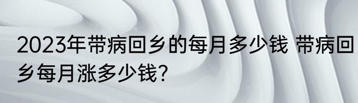 2023年带病回乡的每月多少钱 带病回乡每月涨多少钱?