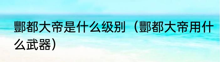 酆都大帝是什么级别（酆都大帝用什么武器）