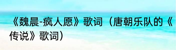 《魏晨-疯人愿》歌词（唐朝乐队的《传说》歌词）