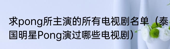 求pong所主演的所有电视剧名单（泰国明星Pong演过哪些电视剧）
