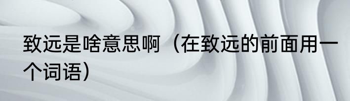 致远是啥意思啊（在致远的前面用一个词语）