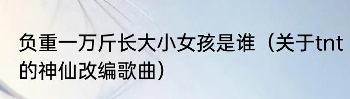 负重一万斤长大小女孩是谁（关于tnt的神仙改编歌曲）