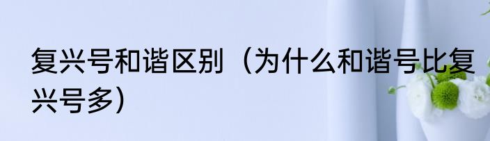 复兴号和谐区别（为什么和谐号比复兴号多）