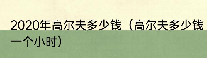 2020年高尔夫多少钱（高尔夫多少钱一个小时）