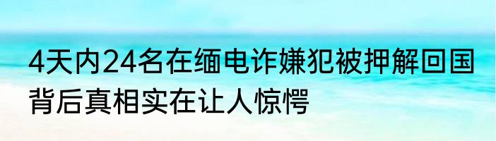 4天内24名在缅电诈嫌犯被押解回国 背后真相实在让人惊愕