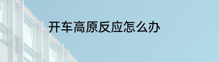 开车高原反应怎么办
