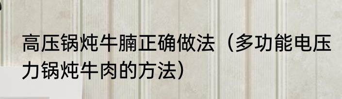 高压锅炖牛腩正确做法（多功能电压力锅炖牛肉的方法）