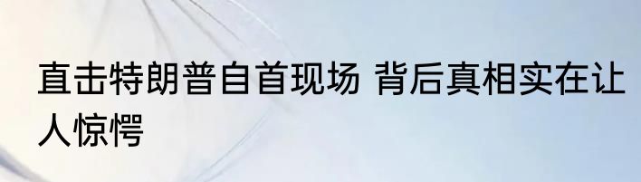 直击特朗普自首现场 背后真相实在让人惊愕