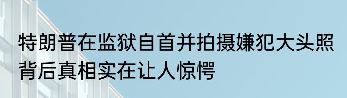 特朗普在监狱自首并拍摄嫌犯大头照 背后真相实在让人惊愕