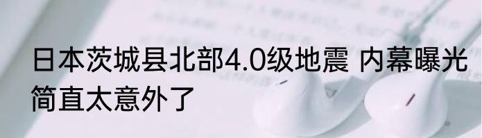日本茨城县北部4.0级地震 内幕曝光简直太意外了