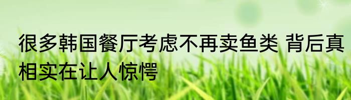 很多韩国餐厅考虑不再卖鱼类 背后真相实在让人惊愕