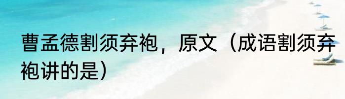 曹孟德割须弃袍，原文（成语割须弃袍讲的是）