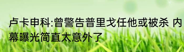 卢卡申科:曾警告普里戈任他或被杀 内幕曝光简直太意外了