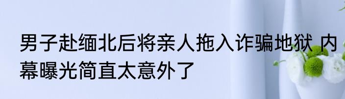 男子赴缅北后将亲人拖入诈骗地狱 内幕曝光简直太意外了