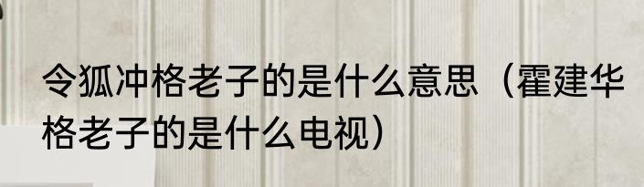 令狐冲格老子的是什么意思（霍建华格老子的是什么电视）