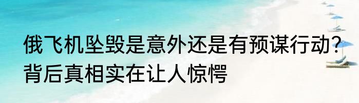 俄飞机坠毁是意外还是有预谋行动? 背后真相实在让人惊愕