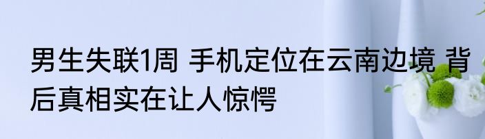 男生失联1周 手机定位在云南边境 背后真相实在让人惊愕