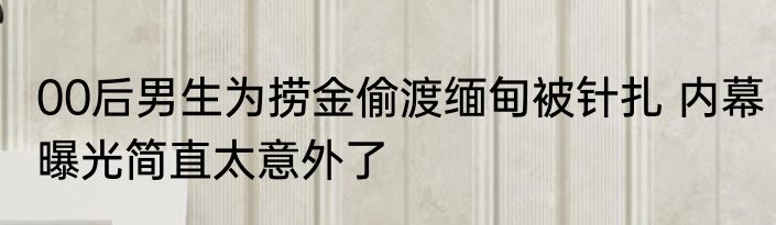 00后男生为捞金偷渡缅甸被针扎 内幕曝光简直太意外了