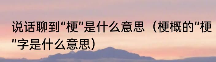 说话聊到“梗”是什么意思（梗概的“梗”字是什么意思）