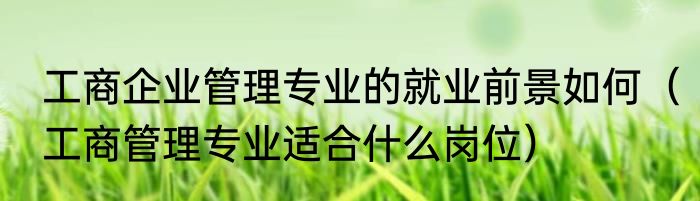 工商企业管理专业的就业前景如何（工商管理专业适合什么岗位）