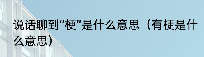说话聊到“梗”是什么意思（有梗是什么意思）